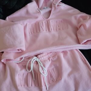 Pink Minimal Hoodie and Shorts